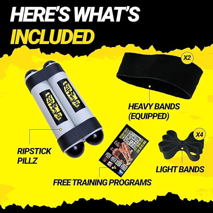 Premium RipStick Pillz, Workout Equipment for Joint Rehab, Shoulder Strength, Resistance Training, and Muscle Building, with 6 Adjustable Resistance Bands