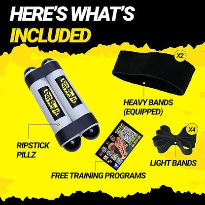 Premium RipStick Pillz, Workout Equipment for Joint Rehab, Shoulder Strength, Resistance Training, and Muscle Building, with 6 Adjustable Resistance Bands