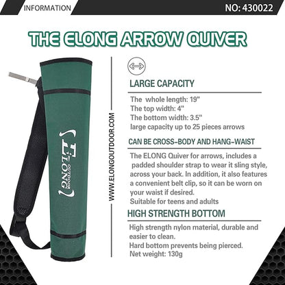 Elong Adjustable Archery Back Arrow Quiver Holder - Upgraded Quiver Arrows for Compound Recurve Bow and Hunting Target Practicing Youth and Adults