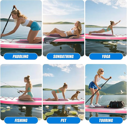 Inflatable Stand Up Paddle Board 10‘x30‘‘- Ultra-Light SUP with Backpack, Pump, Paddle, Coil Leash, 3 Fins, Repair Kit, Stable Design, Non-Slip EVA Deck for Adults & Youth