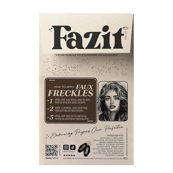 Fazit Makeup Patches - Face Makeup Patches - Beauty Face Makeup - Brown Fake Freckles - Waterproof Faux Freckles - Fazit Faux Freckle Patches - Temporary Face Freckles For Women - 6 count