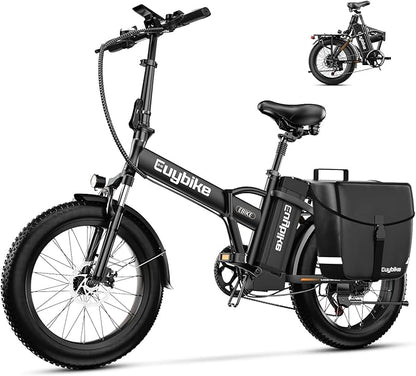 Foldable Electric Bike for Adults, 30+MPH, 48V 20Ah Removable Lithium Battery up to 80Miles, 20" Fat Tire 1000W Peak Motor Dirt Ebike Adult Electric Bicycle for Commute Beach Mountain E Bike
