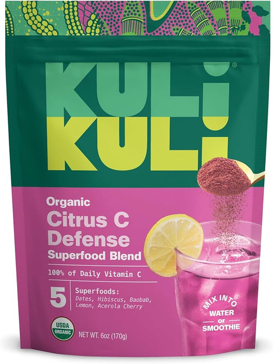 Kuli Kuli Citrus C Defense Superfood Powder [30 Servings] - Immune Support with Acerola Cherry, Hibiscus, Lucuma, and Baobab - Natural Vitamin C Boost for Daily Wellness