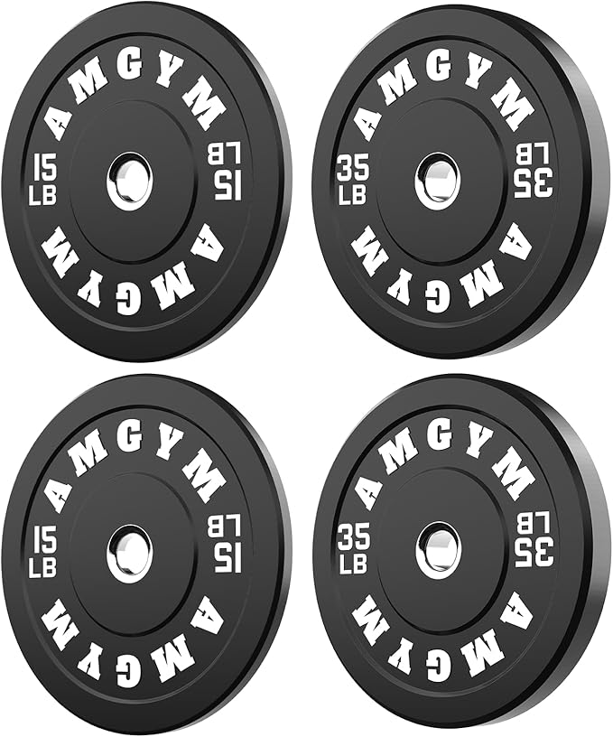 2 Inch Bumper Plates，10-500lbs，Barbell Rubber Olympic Weight Plates Set for Home Gym, Strength Training & Weight Lifting, Multiple Options Colors