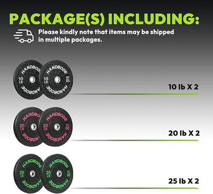 2-Inch Bumper Plates High Bounce, Olympic Weight Plate Set 45/100/160/190/260/300lb, Barbell Weight Plates Set for Home Gym, Colored Weights Rubber Strength Training Plate for Weight Lifting