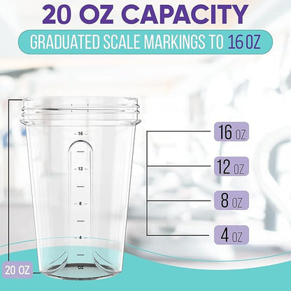 '-2 Pack- 20 oz Protein Shaker Bottles for Protein Mixes - 2x Wire Whisk, Leak Proof Shaker Cups for Protein Shakes and Pre Workout, Protein Shaker Bottle Pack, Protein Mixer Cup (Clear Prime)