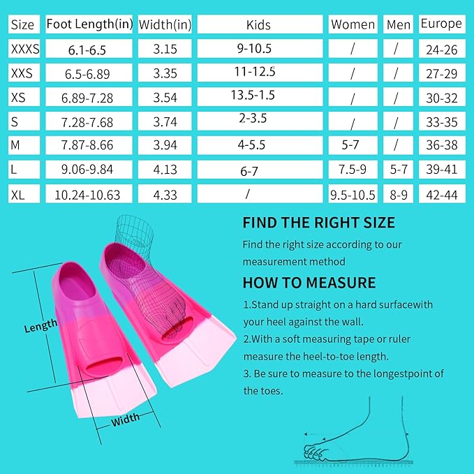 Kids Swim Fins,Short Comfortable Flippers for Lap Swimming and Training for Child,Girls,Boys,Beginners