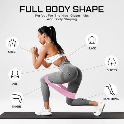 12 Pcs Fabric Resistance Bands for Working Out Booty Workout Stretch Exercise Bands Non Slip for Legs Squat Resistance Loop for Women Men Starter Butt Hip Thigh Fitness