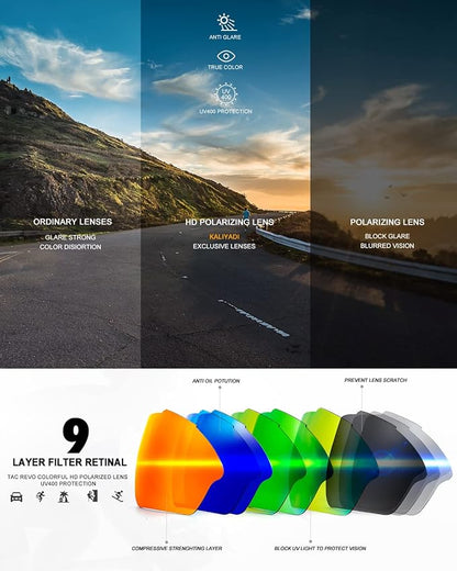 KALIYADI Polarized Sunglasses for Men, Sports Sun Glasses for Driving Cycling Fishing with UV protection