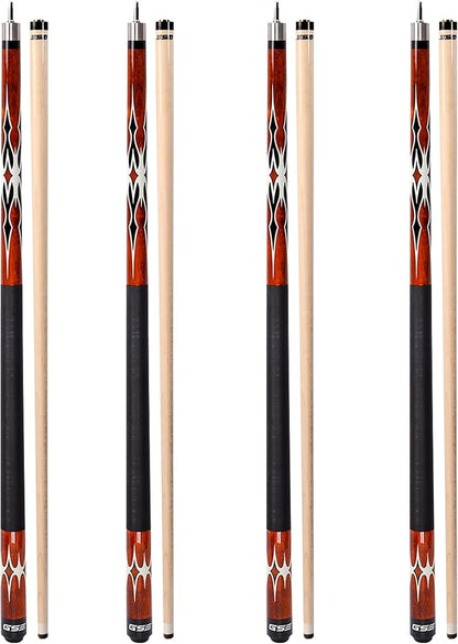 GSE Games & Sports Expert 58" 2-Piece Canadian Maple Hardwood Billiard Pool Cue Sticks for Men/Women, House or Commercial/Bar Use (Several Colors, Weight 18oz, 19oz, 20oz, 21oz Available)