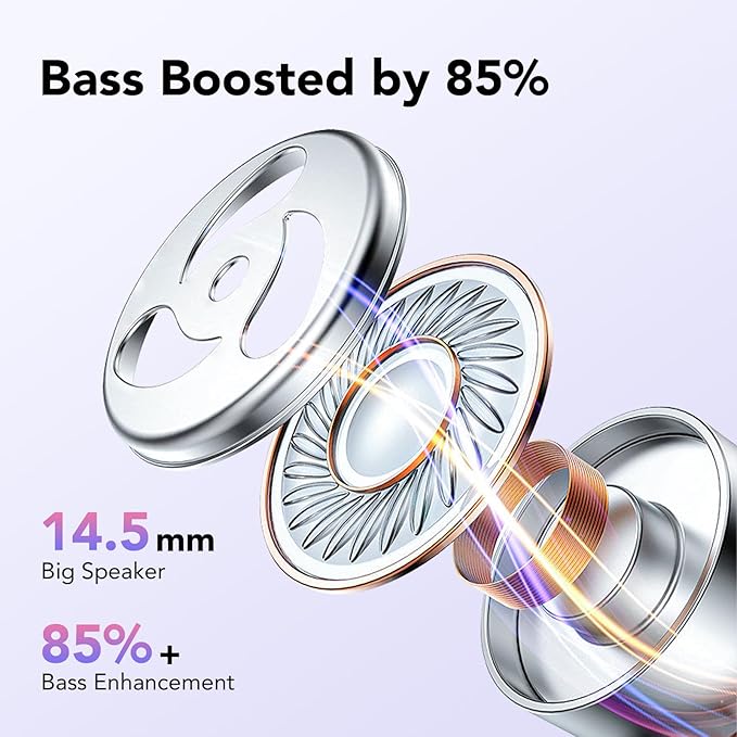 Ear buds Wireless Earbuds Bluetooth 5.3 Headphones 60hrs Playtime with Digital Display Sports Wireless Headphones with Earhook Deep Bass IPX7 Waterproof Over-Ear Earbuds for Android iOS Workout Purple
