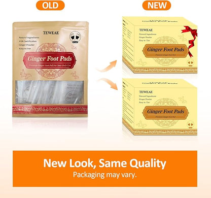 Foot Pads - 60Pads Pure Natural Ginger Powde Bamboo Vinegar Pads, Goodnight Foot Pads for Travel or Home Use