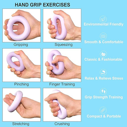 Grip Strength Trainer Hand Gripper Strengthener. Hand Finger Wrist Forearm Workout Exerciser for Strength Training Rock Climbing Athletes Rehabilitation Stress Relief. Silicone Rings 3.5 Inch.