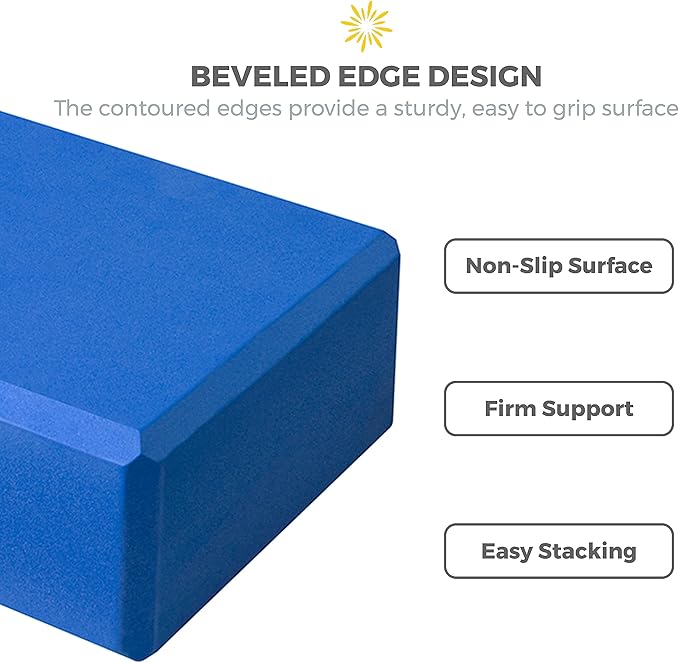 Sunshine Yoga 3" Yoga Block, 10 Pack Bulk EVA Foam Yoga Blocks, Firm and Supportive Yoga Brick, Balance Foam for Stretching, Pilates, and Workout, 3" x 6" x 9"