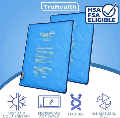 Extra Large Reusable Gel Ice Pack for Injuries & Pain Relief - 2-Pack, Extra Large - Blue - Hot & Cold Therapy Ice Bags for Injuries - Flexible, Leak-Free Design