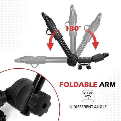 Folding Kayak Roof Rack Premium J-Bar for Canoe Carrier SUP Paddle Surfboard Mount on Car SUV and Truck Crossbar (1 Pair)