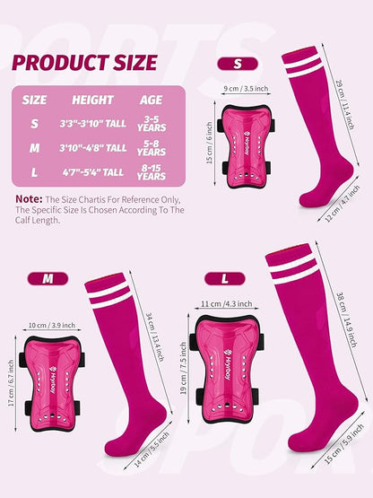 Kids Soccer Shin Guards and Socks Toddler Soccer Shin Pads Protective Defender Gear for 3-15 Years Old Youth Boys Girls