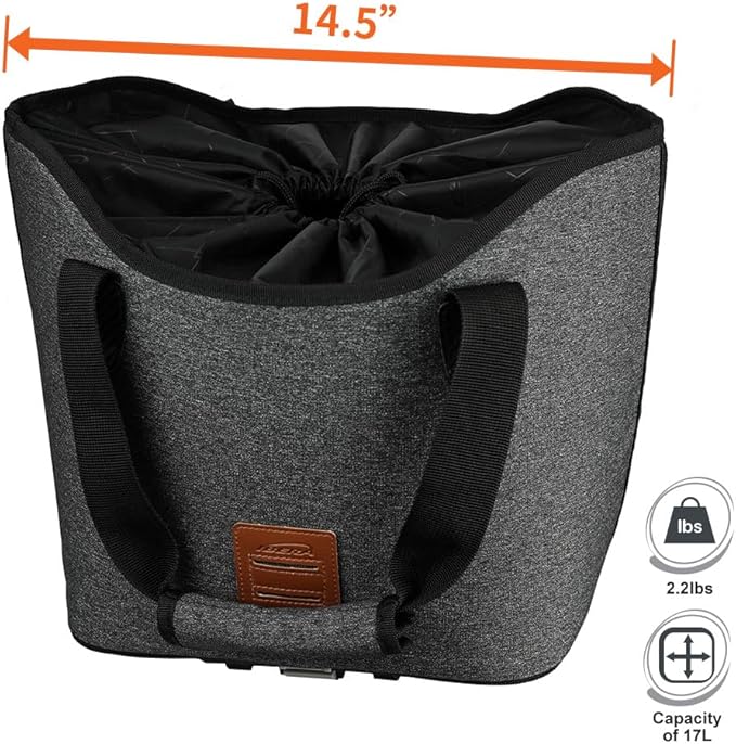 Ibera Bike Bag MIK Shopping Bag 17L - Clip-On bike Bags For Bicycles for Groceries up to 22 lbs (10 kg) - Reusable, Reinforced & Weather-Resistant - Durable Bike Rack bag ONLY FOR MIK RACKS