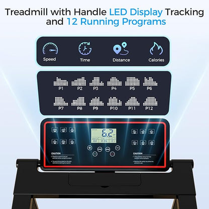 Treadmill with Handle, Treadmills for Home Samll Space, 3.0HP Portable Walking Pad with Handle, Walking Pad Treadmill with 320 LBS Capacity, Electric Compact Treadmills, Lightweight Walking Pad