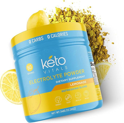 Keto Vitals Electrolytes Powder | Keto-Friendly Electrolytes with Potassium, Magnesium, Sodium, Calcium | Keto Electrolytes Supplement Energy Drink Mix | Sugar-Free, Zero Calories, Zero Carbs
