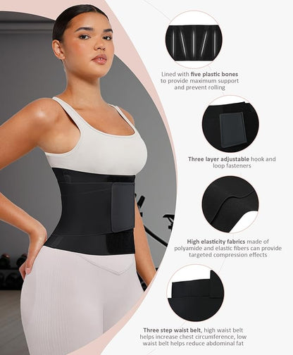 FeelinGirl Waist Trainer Belt Waist Cincher Trimmer Ab Belt Tummy Control Body Shaper with Triple Wrap Women and Men