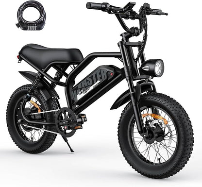 Electric Bike, 16'' Fat Tire eBike for Teens/Adults, 500W E-Bike with 36V/12.8Ah Removable Battery, 22MPH 45 Mile Range Commuting Electric Mountain Bike with Dual Dual Brakes