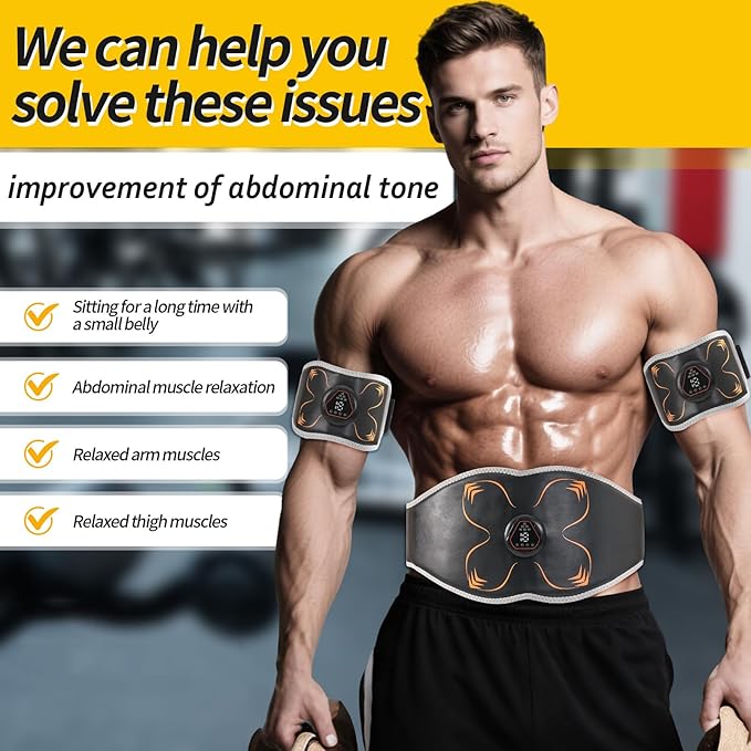 Electronic Muscle Stimulator, Abs Stimulator Muscle Toner for Abdomen/Arm/Leg, Strength Training Equipment for Men and Women