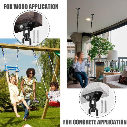 2 Pack Hammock Hanging Kit, Hanging Chair Hardware 360°Rotating Hammock Hooks Heavy Duty, Hammock Chair Hanging Kit & Swing Ceiling Hook Snap for Hammock Chair Stand,Seat,Yoga,Gym, 1200 lb Capacity