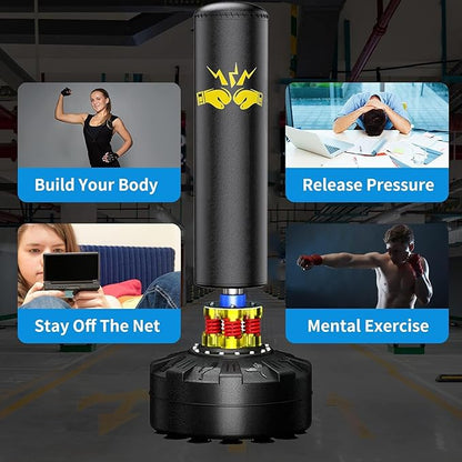 Freestanding Punching Bag for Adults,70'' Boxing Bag with Stand Kicking Bag Heavy Bag with Boxing Gloves，Suitable for Boxing and Kickboxing for Home Office Gym，Gift for Boys and Girls