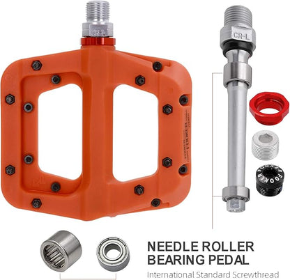 FOOKER MTB Pedals Mountain Bike Pedals 3 Bearing Non-Slip Lightweight Nylon Fiber Bicycle Platform Pedals for BMX MTB 9/16"