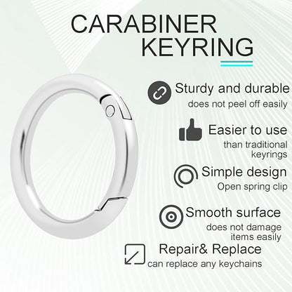 10Pack 1-1/4" Trigger Spring O Rings, Metal Round Carabiner Clip Snap Hook, Spring Keyring Buckles for Replacement Purse Strap, Paracord Lanyard Clips, Keychain Rings Hardware DIY Crafts Making