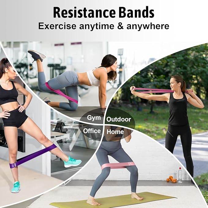 Resistance Bands for Working Out, Exercise Bands Resistance Bands Set with 5 Resistance Levels, Multi-Colored Workout Bands for Indoor & Outdoor Fitness, Leg Strength Training, Yoga