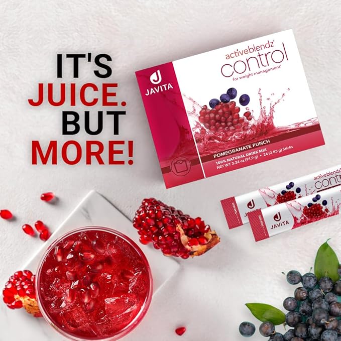 Javita Control Fruity (Acai, Pomegranate) Drink Mix Beverage with Slimming Herbs (Garcinia Cambogia, Gymnema Sylvestre) to Help Support Healthy Lifestyle, Appetite (1 Box/24 Sticks)
