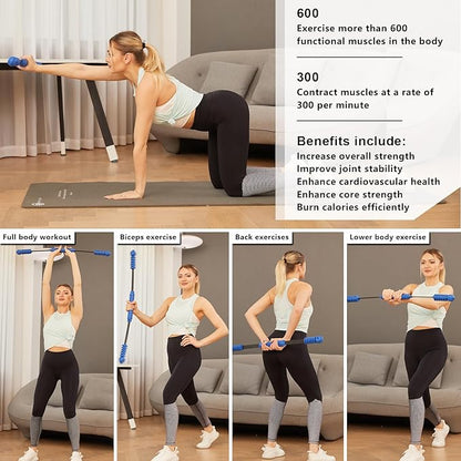 Fitness Bar for Workout,Elastic Exercise Bar, Vibration Weight Stick,Body Physical Therapy,Core Strength Training,Arm Shoulder Stretch At Home Gym.