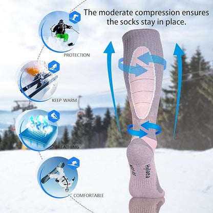 Hylaea Merino Wool Ski Socks, Cold Weather Socks for Snowboarding, Snow, Winter, Thermal Knee-high Warm Socks, Hunting
