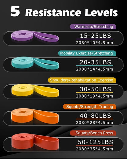 Zacro Resistance Bands, 6 Resistance Levels Pull Up Assistance Bands, Exercise Bands for Men&Women, Heavy Duty Resistance Band Set with Door Anchor, for Working Out, Muscle Training, Physical Therapy