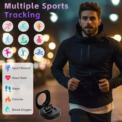 Fitness Tracker Ring for Men Women – Smart Ring with Heart Rate, SpO2, Blood Pressure, Sleep Monitoring, Step & Calorie Counter, 5ATM Waterproof, No Subscription Fee (Black, 11)