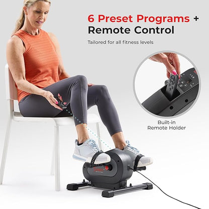 Sunny Health & Fitness Smart Under-Desk Bike Exerciser, Low-Impact Cardio Cycling Equipment for Home/Office, Mini Paddler for Arm/Leg Mobility Training, Free SunnyFit App Connect, Optional Motorized