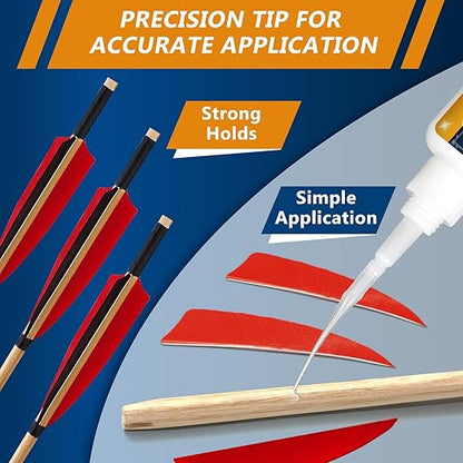 Fletching Glue 100g, Heavy Duty Arrow Glue Kit for Carbon, Aluminum, Wood Shafts, Instant & Clear Arrow Insert Adhesive Bonder for Fletching Vanes, Feathers and Inserts