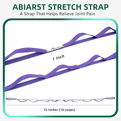 Stretching Strap Yoga Straps for Physical Therapy, 10 Loops Non-Elastic Stretch Band for Pilates, Flexibility, Exercise and Gymnastics