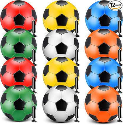 12 Pack Operation Christmas Bulk Items Soccer Ball with Pump Needles, Official Size 3/4/5 Soccer Ball Deflated Gift for Christian Charity Donation Training Practice