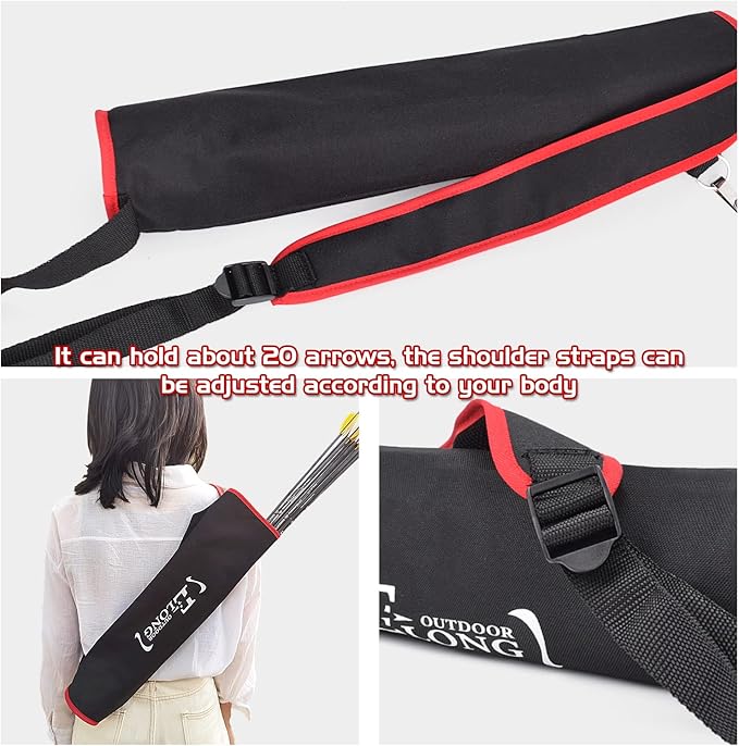 Elong Adjustable Archery Back Arrow Quiver Holder - Upgraded Quiver Arrows for Compound Recurve Bow and Hunting Target Practicing Youth and Adults