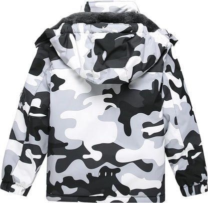 Keevoom Boys Winter Coat Ski Jacket Windproof Kids Snowboard Warm Fleece Snow Coat Waterproof Outdoor Hooded Ski Coats
