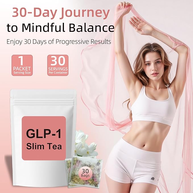 GLP-1 Herbal Tea，7 Precious Ingredients Formula to Complement Balanced Eating Habits, Yerba Mate, Cinnamon, Gardenia & More, No Sugar or Artificial Additives–30 Tea Bags (2 Pack)