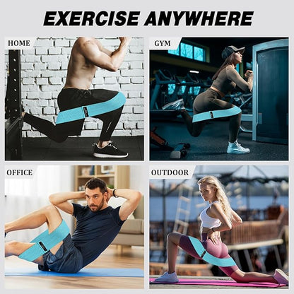 12 Pcs Fabric Resistance Bands for Working Out Booty Workout Stretch Exercise Bands Non Slip for Legs Squat Resistance Loop for Women Men Starter Butt Hip Thigh Fitness