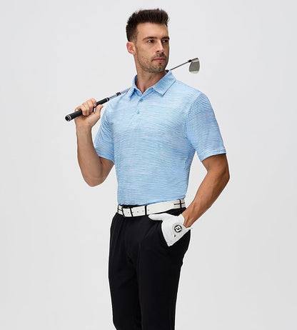 Esabel.C Jacquard Golf Shirts for Men Moisture Wicking Short Sleeve Performance Dry Fit Active Mens Polo Shirts