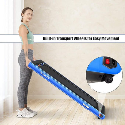 GYMAX Walking Pad, 2.25HP Foldable Treadmill with Smart App & Remote Control, Bluetooth LED Monitor, Small Spaces Compact Running Machine, Folding Portable Under Desk Treadmill for Home Office