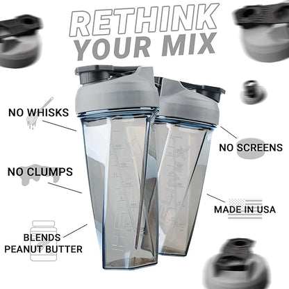 HELIMIX 2.0 Vortex Blender Shaker Bottle Holds upto 28oz | No Blending Ball or Whisk | USA Made | Portable Pre Workout Whey Protein Drink Shaker Cup | Mixes Cocktails Smoothies Shakes | Top Rack Safe