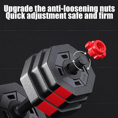 Adjustable Dumbbell Set, 5-44 lbs Free Weight Set with Connector for Barbell, Dumbbells, Push-Up Options, Fitness Exercises for Home Gym Suitable Men/Women