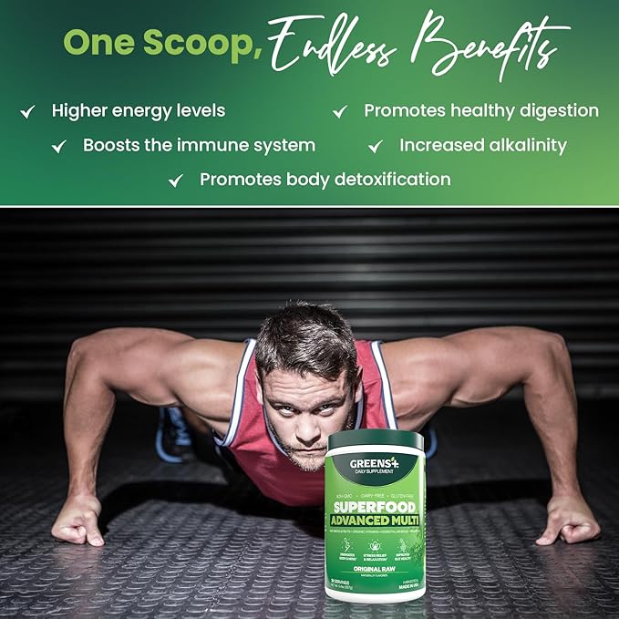 Greens+ Advanced Multi Raw Superfood | Essential Blend of Raw Foods, Superfruits and Sea Vegetables Powder | Vegan | Dietary Supplement | Non GMO, Soy Dairy & Gluten-Free | Size 9.4oz